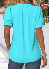 Cyan Frill Short Sleeve V Neck T Shirt | thumb picture 
