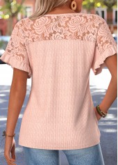 Pink Frill Short Sleeve Round Neck T Shirt | thumb picture 