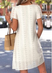 Beige Short Patchwork Asymmetrical Neck Dress | thumb picture 