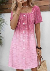 Pink Floral Print Short Tummy Coverage Square Neck Dress | thumb picture 