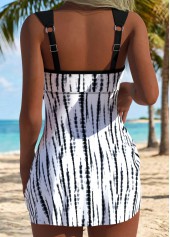 Black Mid Waisted Bowknot Tie Dye Print Tankini Set | thumb picture 