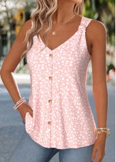 Light Pink Ditsy Floral Print Curved Hem Tank Top | thumb picture 