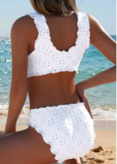 White Mid Waisted Scalloped Hem Bikini Set | thumb picture 
