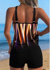 Black Patchwork Dazzle Colorful Print Tankini Top-No Bottom | thumb picture 