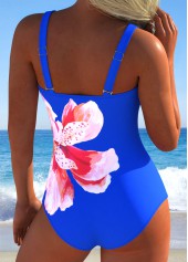 Royal Blue Floral Print One Piece Swimwear | thumb picture 