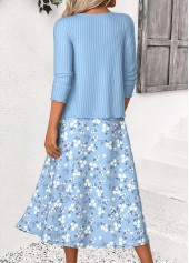 Blue Ditsy Floral Print Dress and Cardigan | thumb picture 