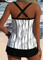 Black Mid Waisted Tie Dye Print Tankini Set | thumb picture 