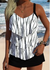 Black Mid Waisted Tie Dye Print Tankini Set | thumb picture 