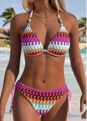 Multi Color Mid Waisted Pull On Bikini Set