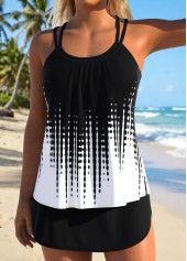 Black Mid Waisted Lace Up Tankini Set | thumb picture 