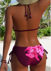 Dark Reddish Purple Mid Waisted Beaded Bikini Set | thumb picture 