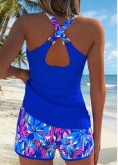Royal Blue Mid Waisted Tummy Coverage Tankini Set | thumb picture 