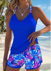Royal Blue Mid Waisted Tummy Coverage Tankini Set | thumb picture 