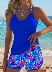 Royal Blue Mid Waisted Tummy Coverage Tankini Set | thumb picture 