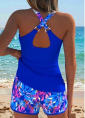 Royal Blue Mid Waisted Tummy Coverage Tankini Set | thumb picture 