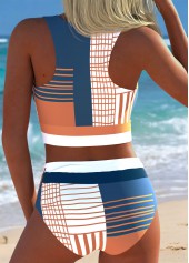 Multi Color Mid Waisted Patchwork Geometric Print Bikini Set | thumb picture 