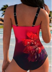 Black Wrap Floral Print One Piece Swimdress | thumb picture 