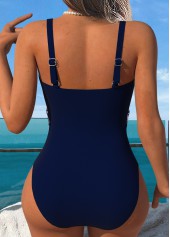 Navy Criss Cross Striped One Piece Swimwear | thumb picture 