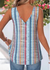 Multi Color Tie Strappy V Neck Tank Top | thumb picture 