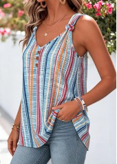 Multi Color Tie Strappy V Neck Tank Top | thumb picture 