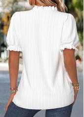 White Floral Print Curved Hem Short Sleeve Blouse | thumb picture 