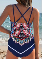 Orange Ruched Tribal Print Tankini Top-No Bottom | thumb picture 