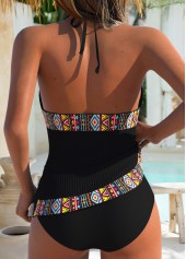 Black Low Waisted Two-piece Tribal Print Tankini Set | thumb picture 
