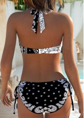 Black Mid Waisted Patchwork Tribal Print Bikini Set | thumb picture 