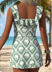 Sage Green Layered One Piece Swimwear and Skirt | thumb picture 