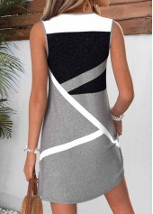 Dark Grey Marl Geometric Print Short Tummy Coverage Dress | thumb picture 