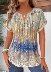 Multi Color Ombre Tuck Stitch Short Sleeve T Shirt