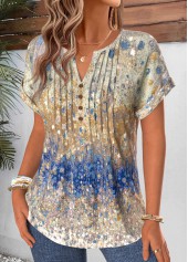 Multi Color Ombre Tuck Stitch Short Sleeve T Shirt | thumb picture 