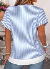 Blue Striped Fake 2in1 Short Sleeve T Shirt | thumb picture 