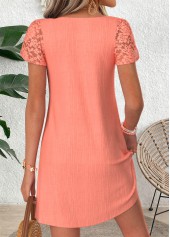 Dusty Pink Short Patchwork Asymmetrical Neck Dress | thumb picture 
