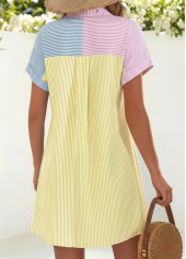 Multi Color Short Patchwork Shirt Collar Dress | thumb picture 