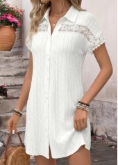 White Short Patchwork Shirt Collar Dress | thumb picture 