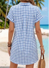 Blue Plaid Short Tummy Coverage Shirt Collar Dress | thumb picture 