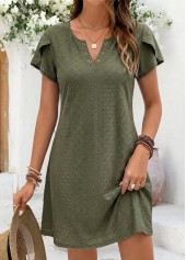 Sage Green Short Tummy Coverage Split Neck Dress