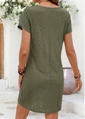 Sage Green Short Tummy Coverage Split Neck Dress | thumb picture 