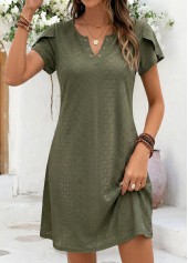 Sage Green Short Tummy Coverage Split Neck Dress | thumb picture 