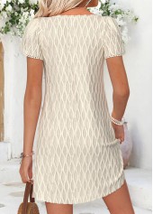 Beige Short Patchwork Asymmetrical Neck Dress | thumb picture 