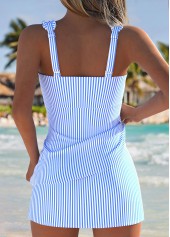 Light Blue Mid Waisted Frill Striped Tankini Set | thumb picture 