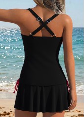 Black Mid Waisted Ruched Paisley Print Tankini Set | thumb picture 