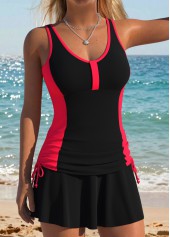 Black Mid Waisted Ruched Paisley Print Tankini Set | thumb picture 