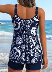 Navy Mid Waisted Lace Up Tankini Set | thumb picture 