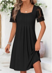 Black Short Tummy Coverage Square Neck Dress