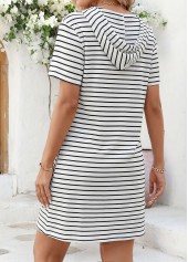White Striped Short Double Side Pockets Hooded Dress | thumb picture 