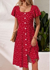 Red Polka Dot Tummy Coverage Short Sleeve Dress | thumb picture 