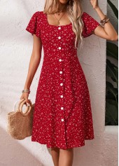 Red Polka Dot Tummy Coverage Short Sleeve Dress | thumb picture 