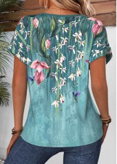 Dusty Blue Ombre Tummy Coverage Short Sleeve Blouse | thumb picture 